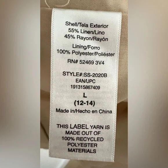 Scoop Size L Linen Blend Tan Boxy Fit Blazer - Picture 11 of 11